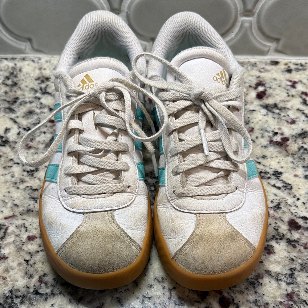 Adidas White and Teal Casual Shoes